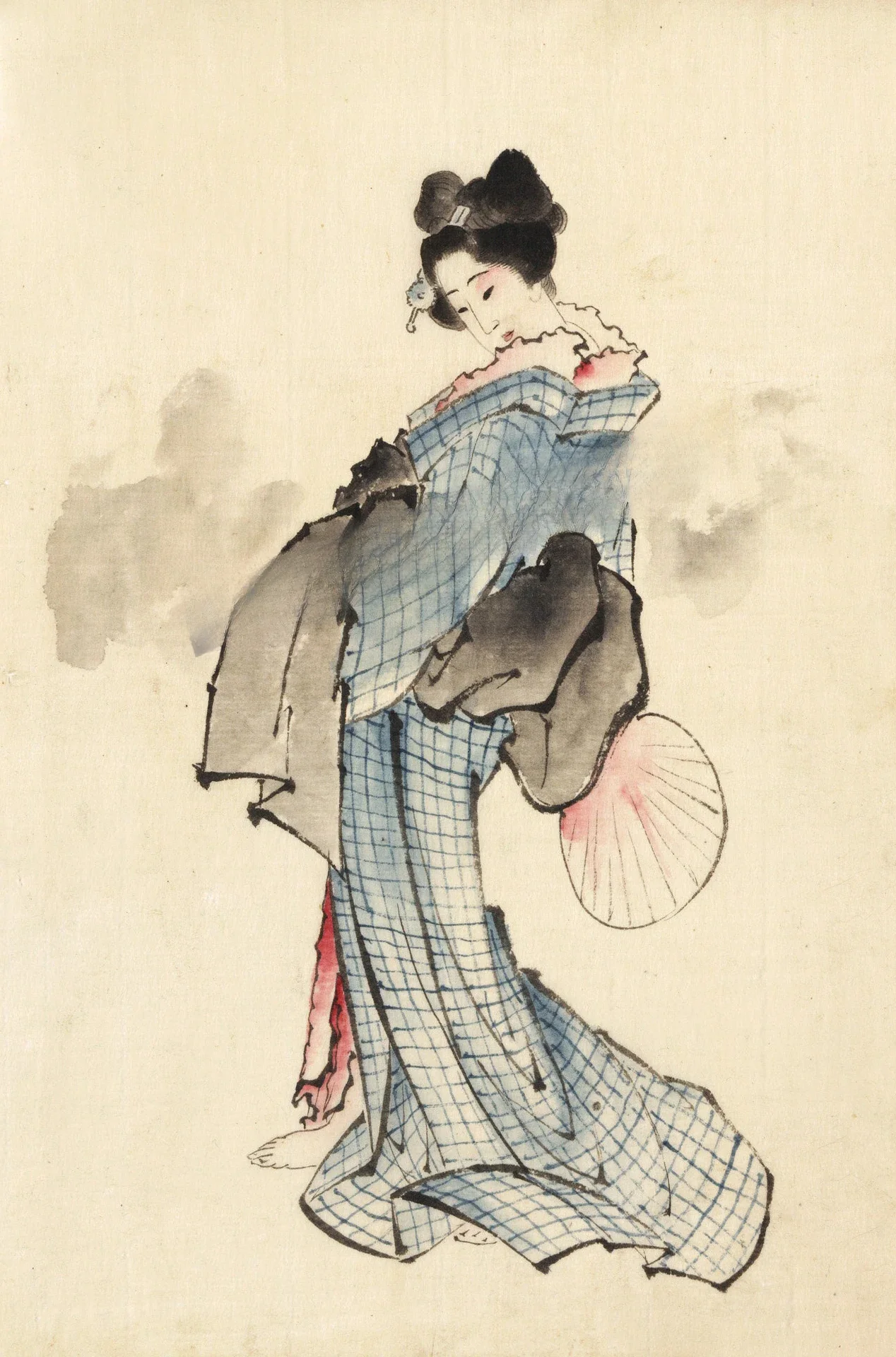 Affiche Japonaise Antique Geisha Éventail en Main