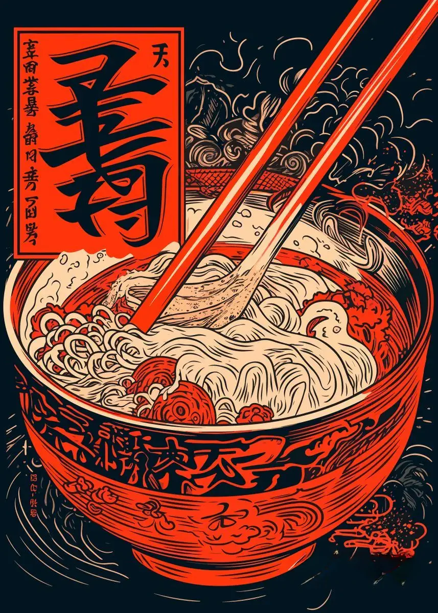 Affiche Japonaise de Décoration Restaurant Motif Bol - Image 2