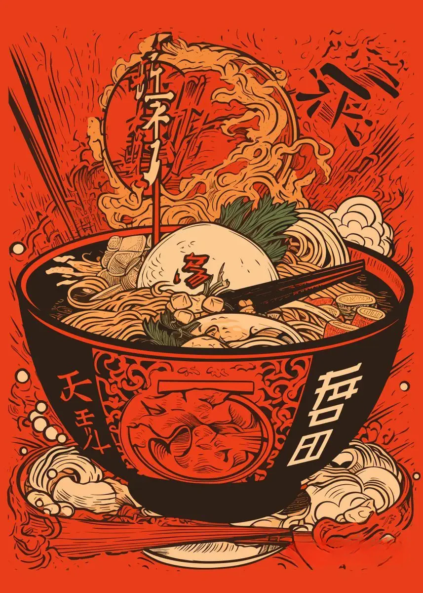Affiche Japonaise de Décoration Restaurant Motif Bol - Image 3