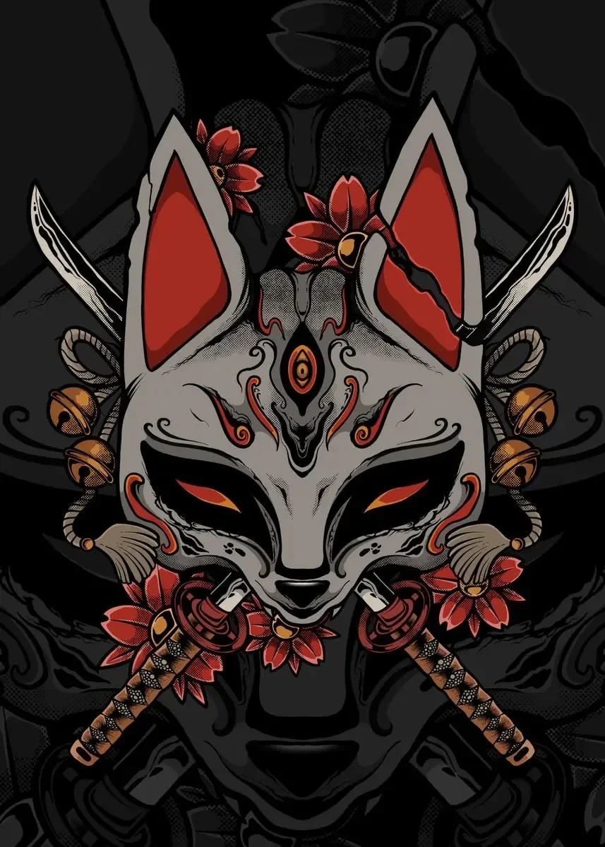 Affiche Japonaise Masque Kitsune