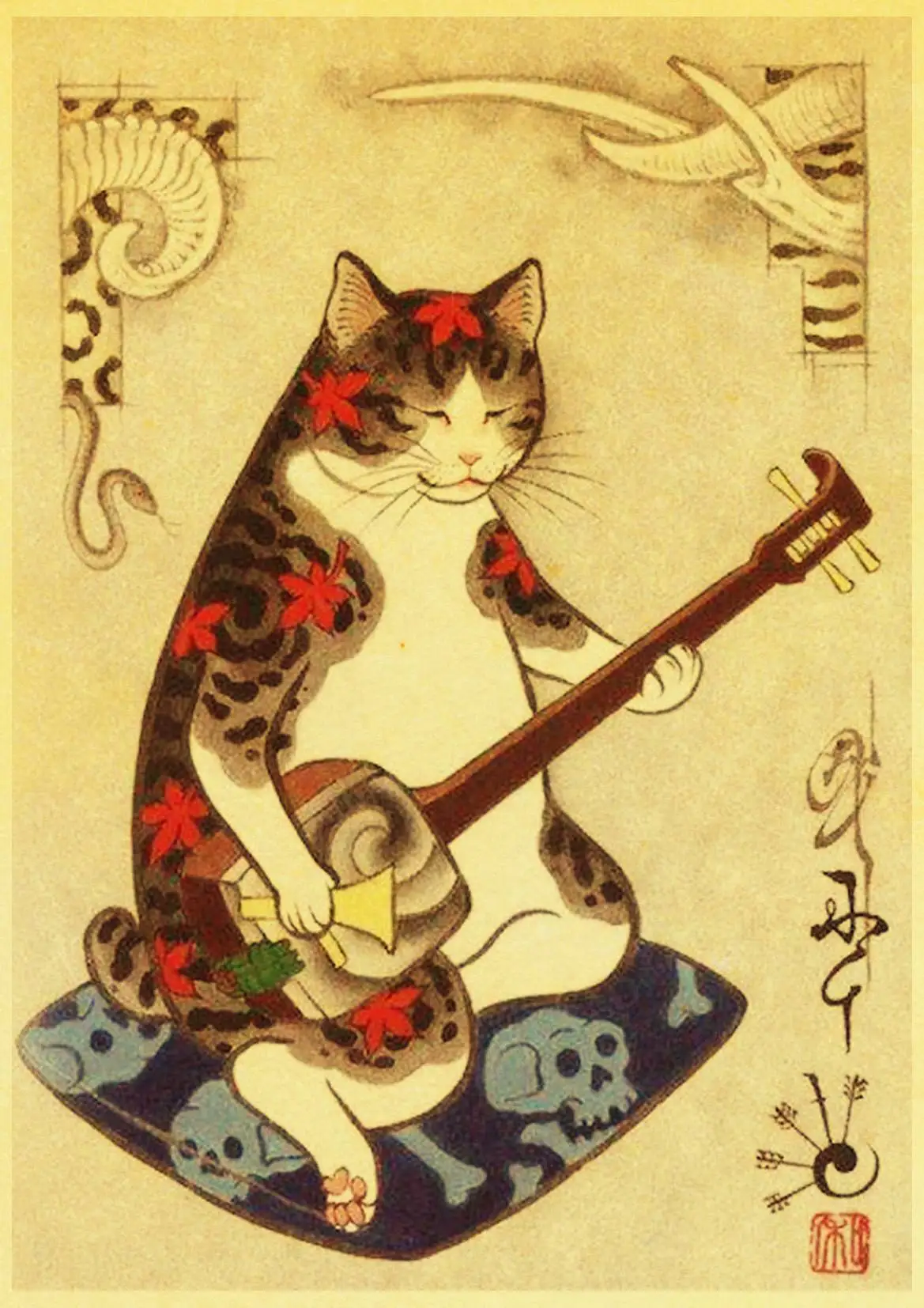 Affiche Japonaise Murale Motif Chat - Image 4