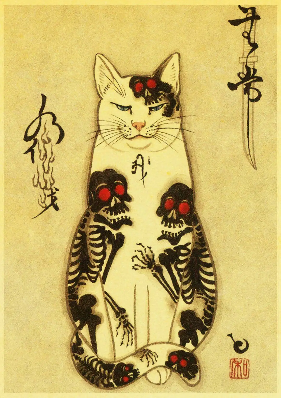 Affiche Japonaise Murale Motif Chat - Image 5
