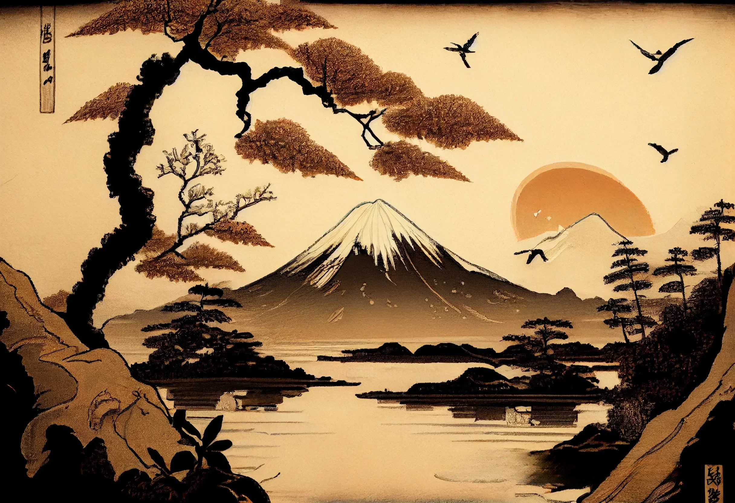 Affiche Japonaise Rétro Fuji Yama