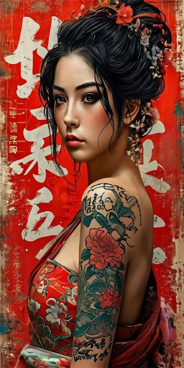 Affiche Japonaise Vintage Femme - Image 3