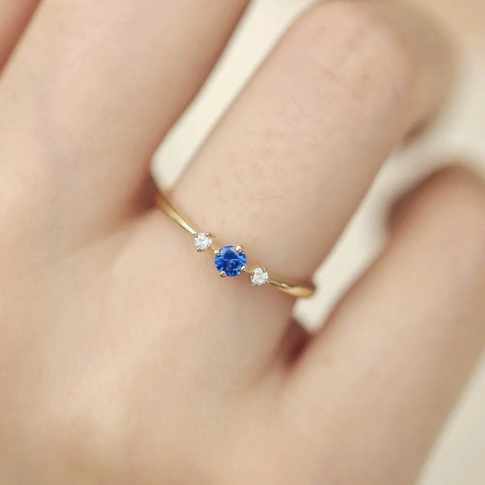 Bague de Fiançailles Japonaise en Zircon Bleu - Image 2