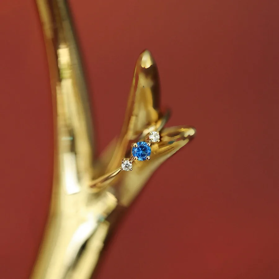 Bague de Fiançailles Japonaise en Zircon Bleu - Image 6