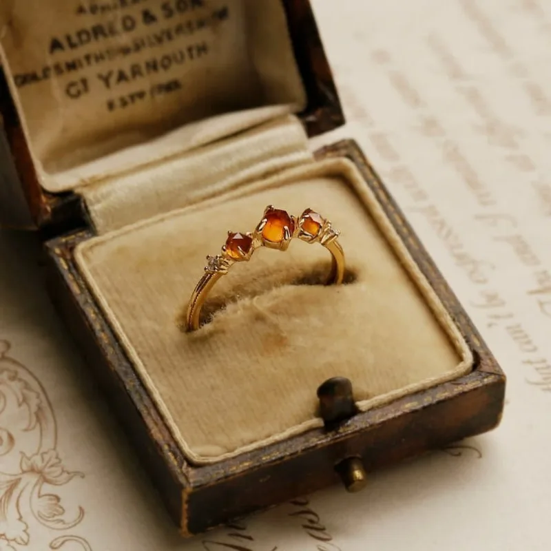 Bague Japonaise Ambre de soleil Grenat Orange - Image 3