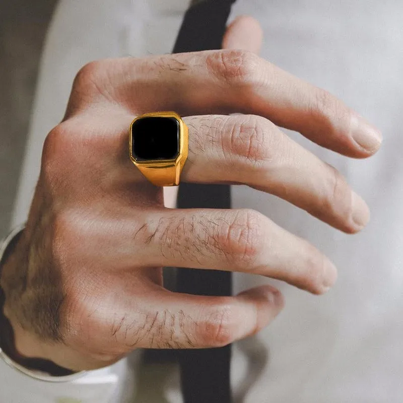 Bague Japonaise Carré noir en Acier - Image 2