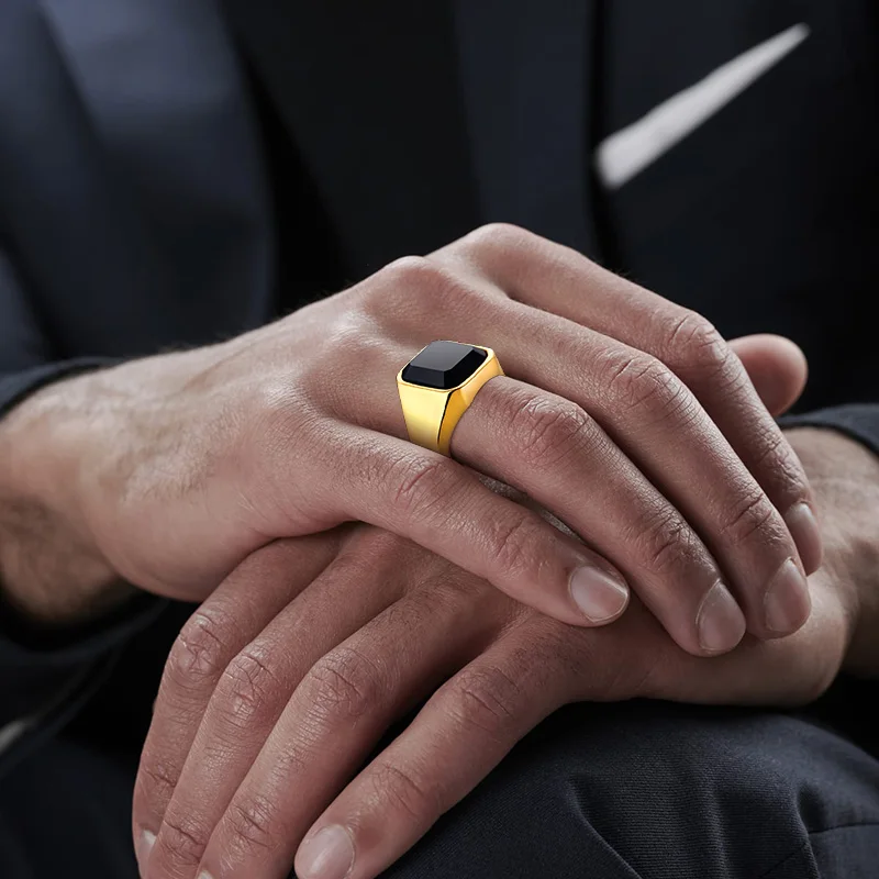 Bague Japonaise Carré noir en Acier - Image 3