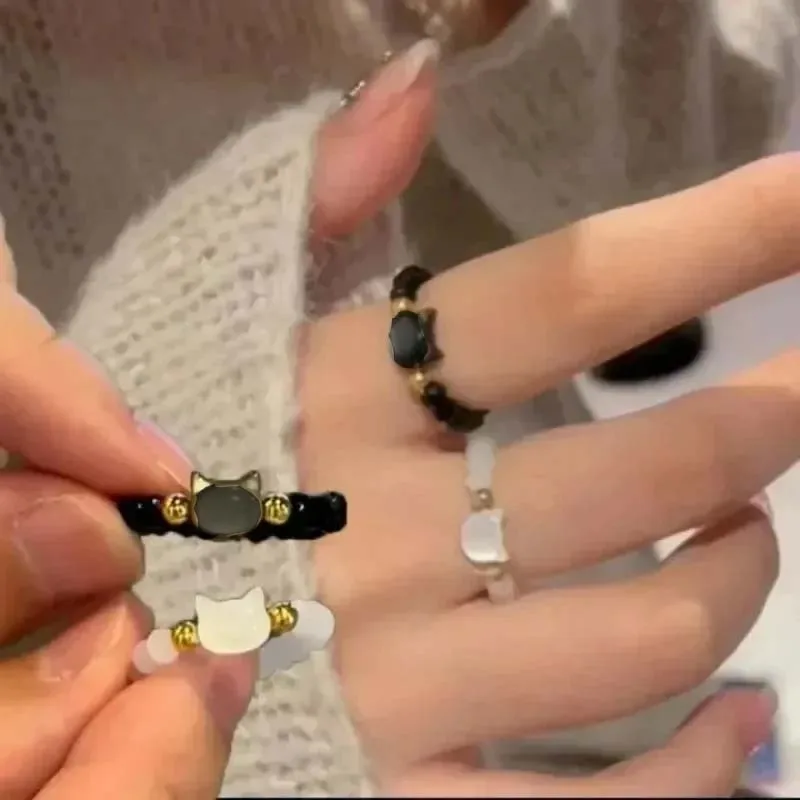 Bague Japonaise Obsidienne Petit chat - Image 3