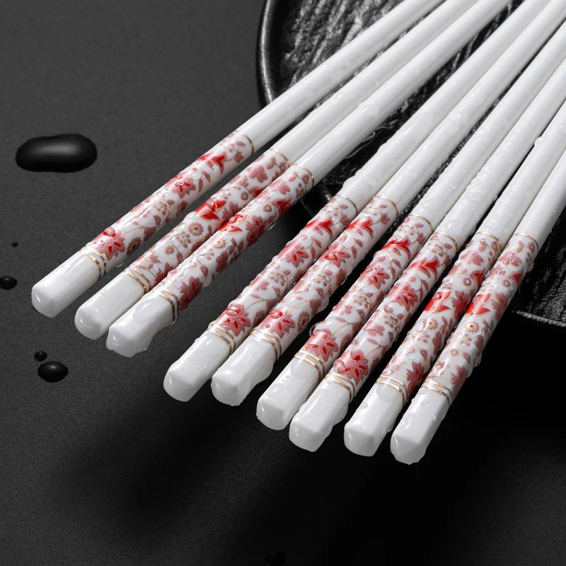 Baguettes Japonaises Blanches Fleuries - Image 2