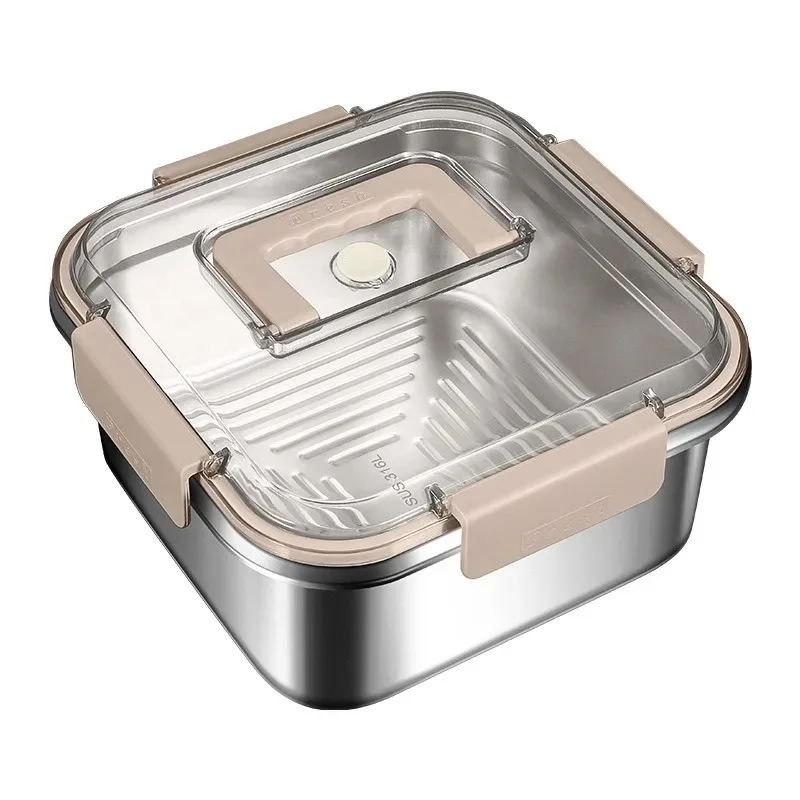 Boîte à lunch carré Bento en inox - Image 2