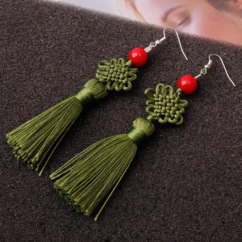Boucle d'oreille japonais noeud en soie tressé - Image 10
