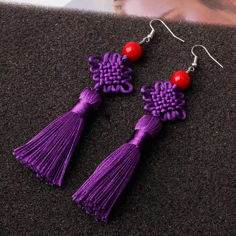 Boucle d'oreille japonais noeud en soie tressé - Image 11