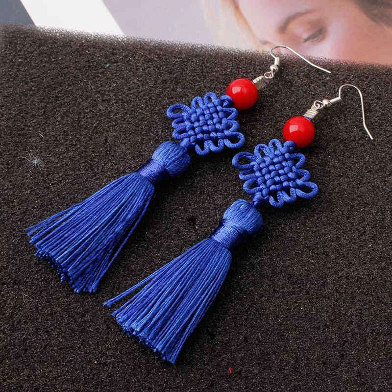 Boucle d'oreille japonais noeud en soie tressé - Image 12
