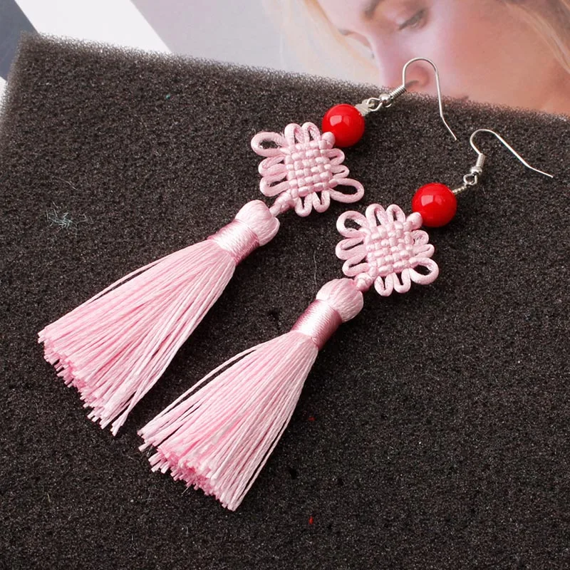 Boucle d'oreille japonais noeud en soie tressé - Image 13