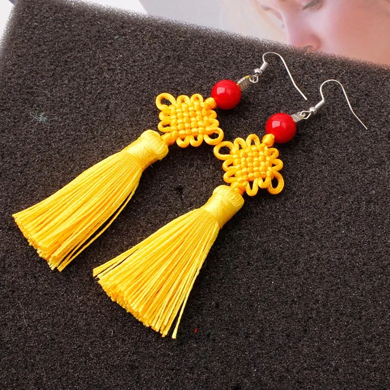 Boucle d'oreille japonais noeud en soie tressé - Image 3