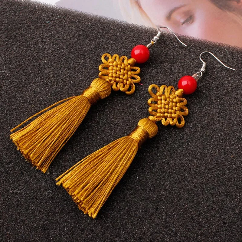 Boucle d'oreille japonais noeud en soie tressé - Image 6