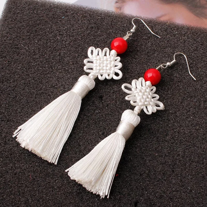 Boucle d'oreille japonais noeud en soie tressé - Image 8