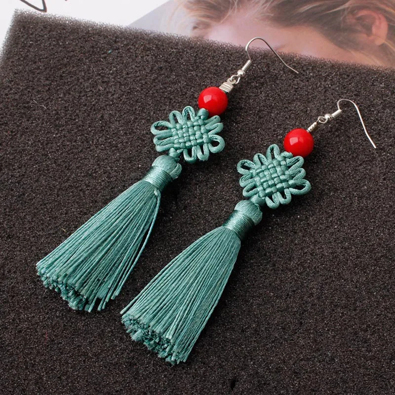 Boucle d'oreille japonais noeud en soie tressé - Image 9