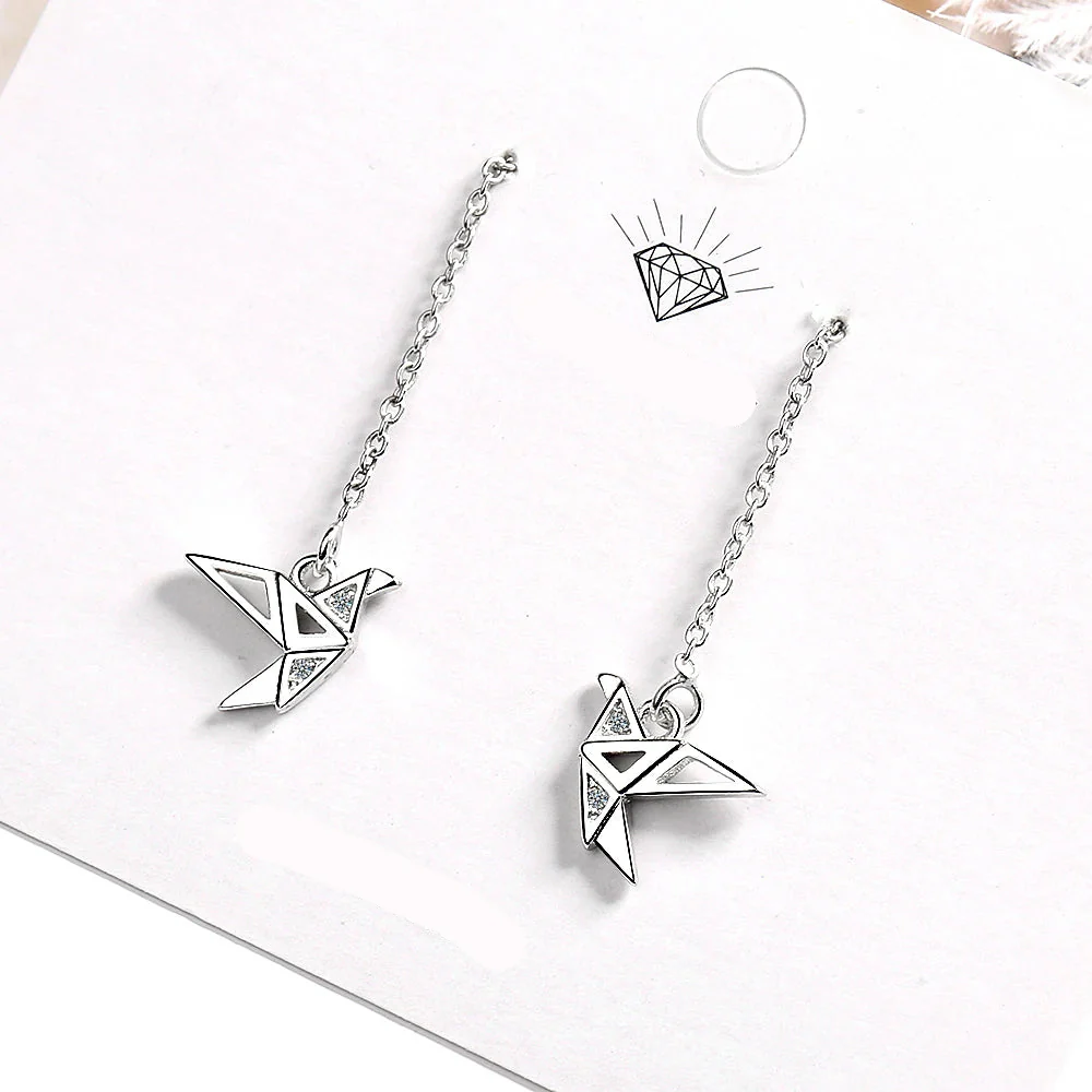 Boucle d'oreille japonais pendante Grue origami - Image 2