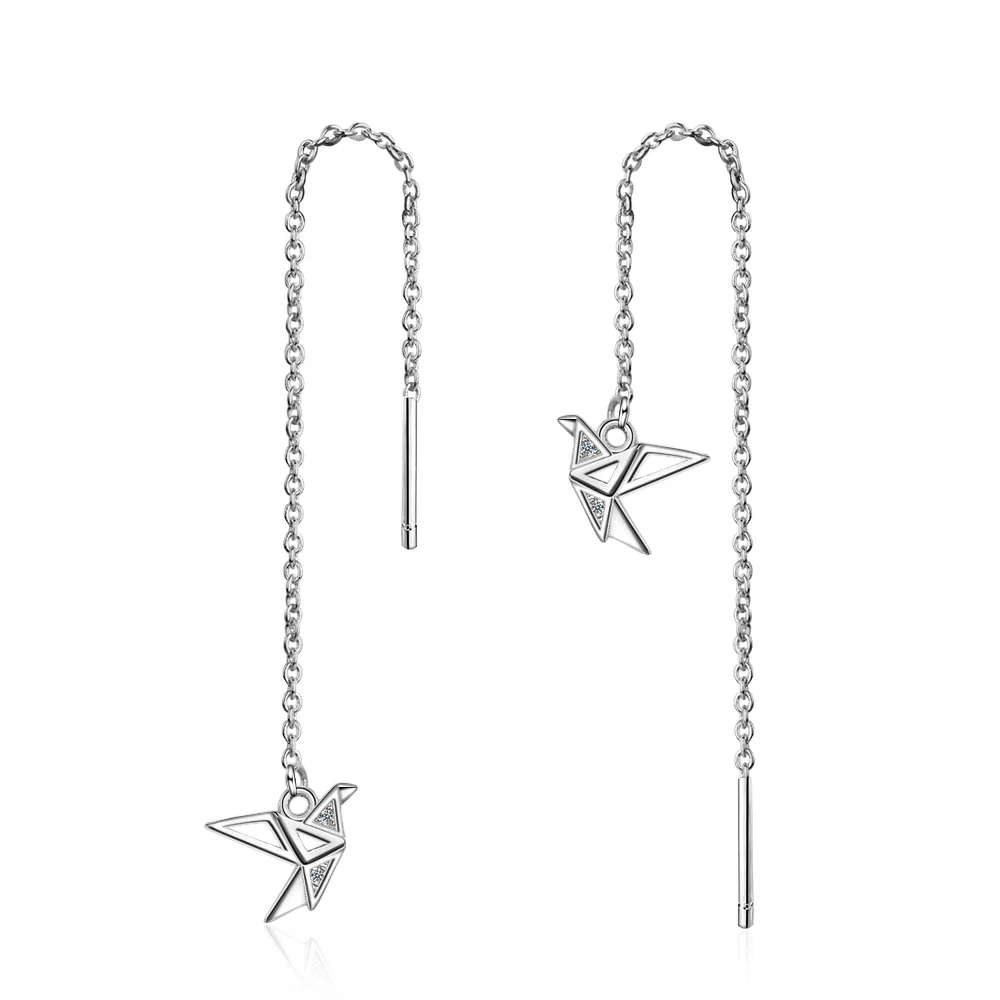 Boucle d'oreille japonais pendante Grue origami - Image 7