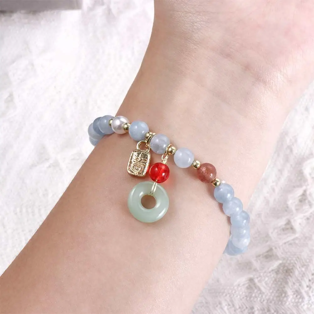 Bracelet japonais Perle Agate Pendentif chat - Image 3