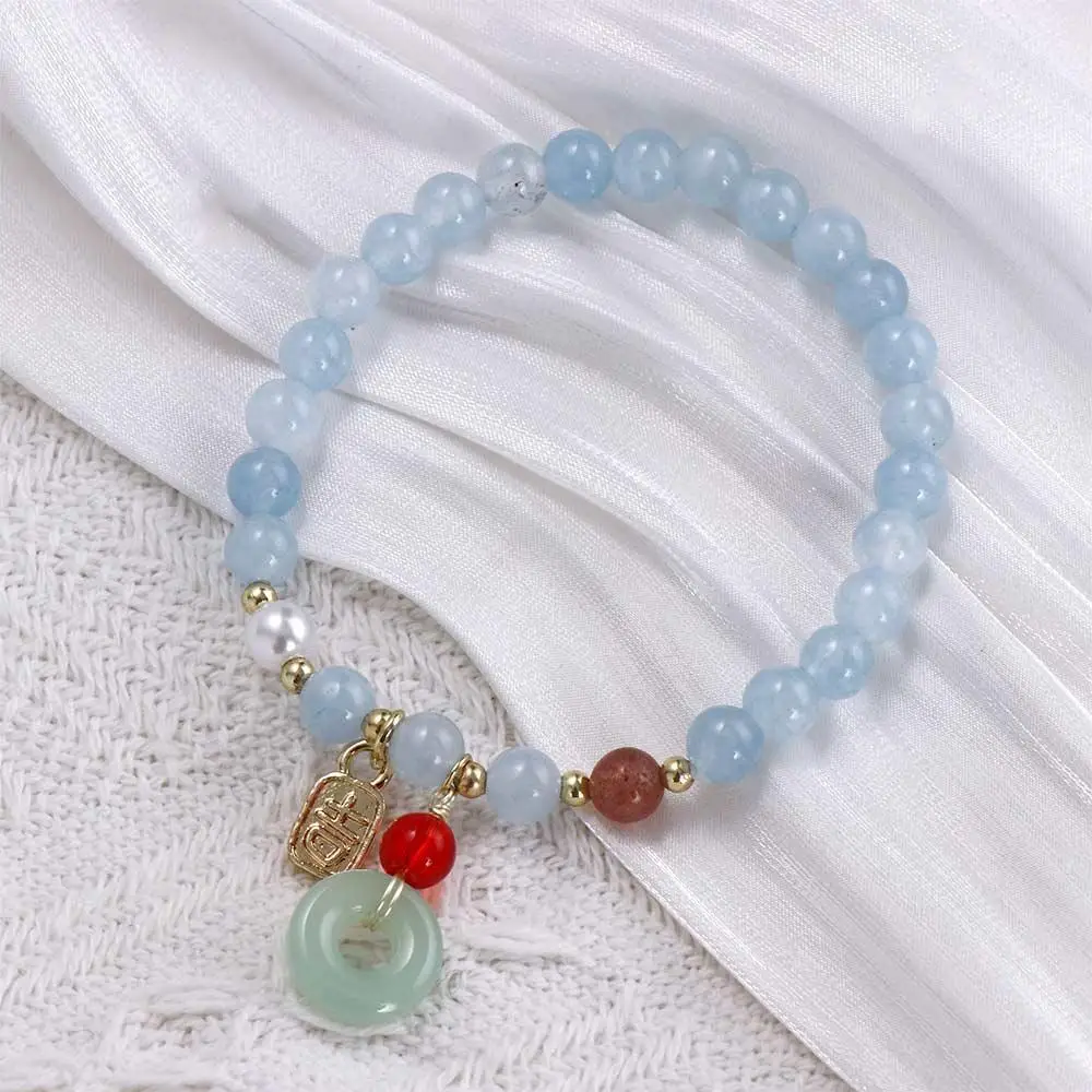 Bracelet japonais Perle Agate Pendentif chat - Image 6