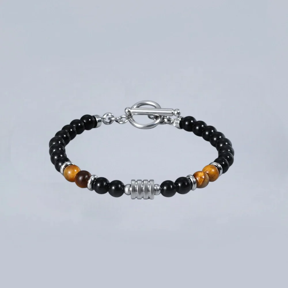 Bracelet japonais perle d'agate et oeil de tigre - Image 4