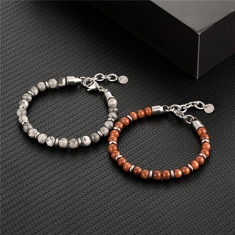 Bracelet Japonais perlé de pierre naturelle - Image 2