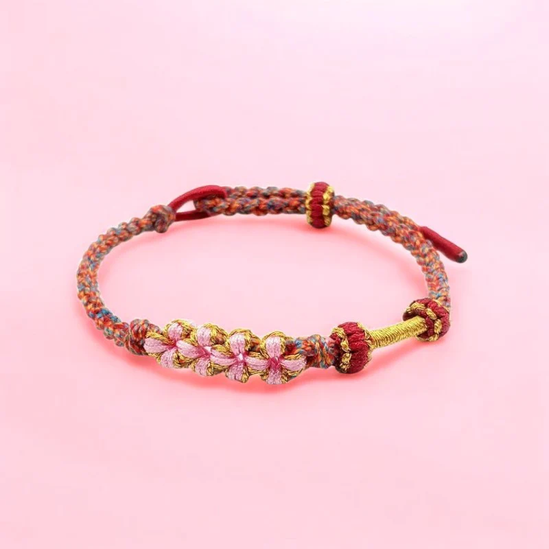 Bracelet Japonais tressé Fleur de pêche - Image 4