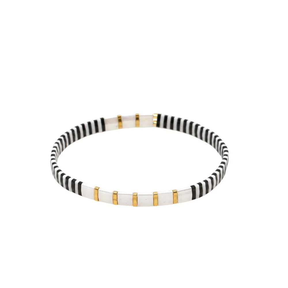 Bracelet Miyuki Tila Or Noir Blanc - Image 2