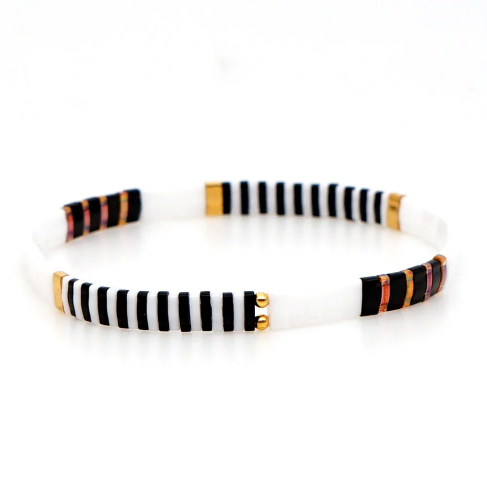Bracelet Miyuki Tila Or Noir Blanc - Image 5