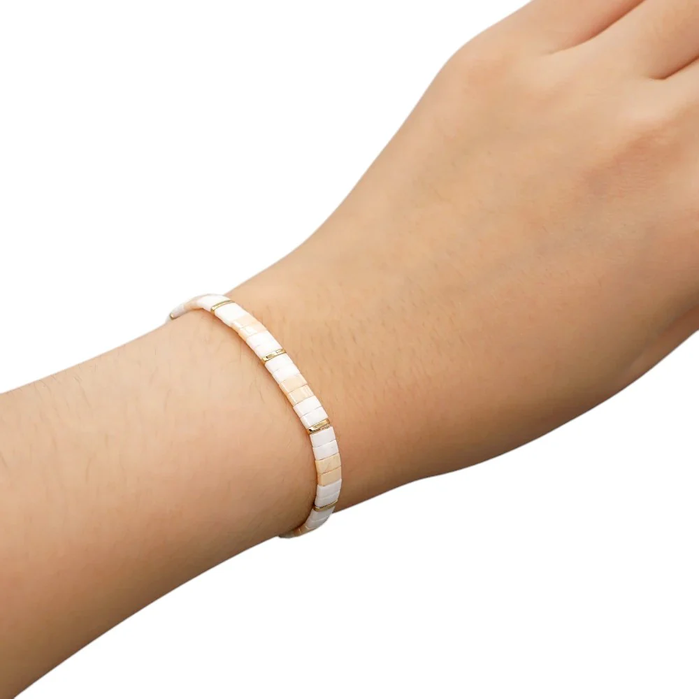 Bracelet Miyuki Tila Rose Blanc - Image 8