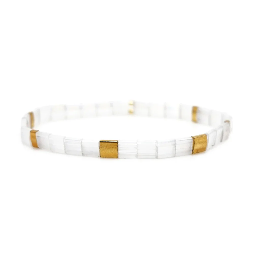 Bracelets Miyuki Perles Tila Or Blanc - Image 5