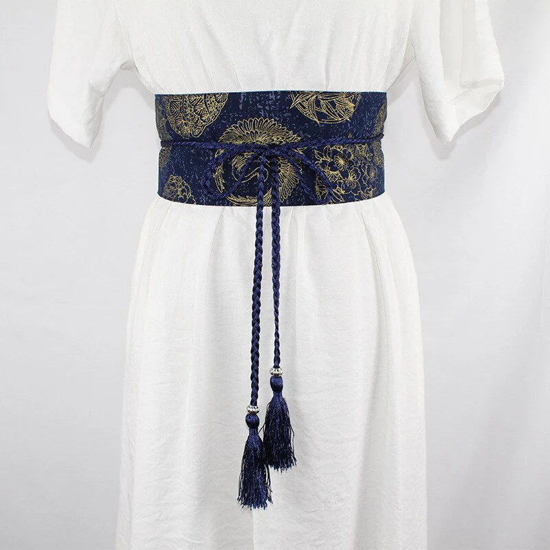 Ceinture obi bleu marine