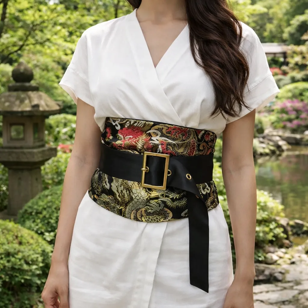 Ceinture Obi Moderne à Motifs Japonais