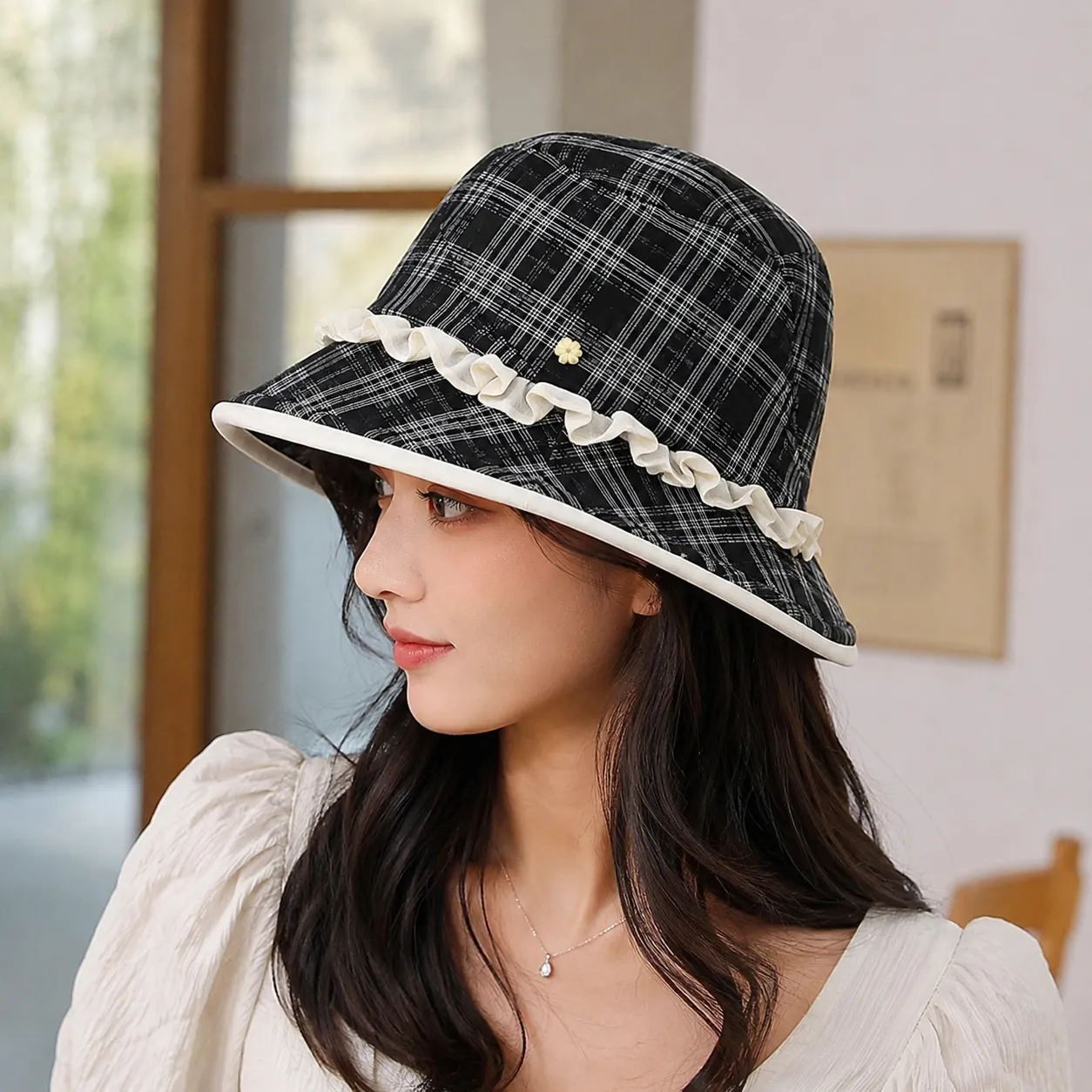 Chapeau Japonais Carreaux Vintage