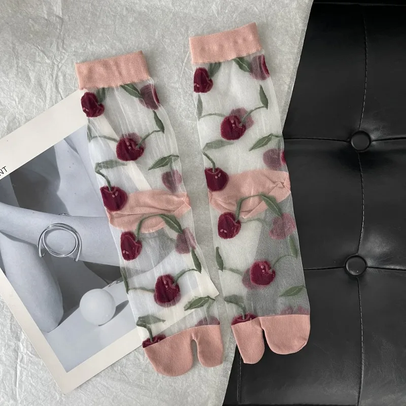 Chaussettes Japonaises Transparentes Cerises - Image 2