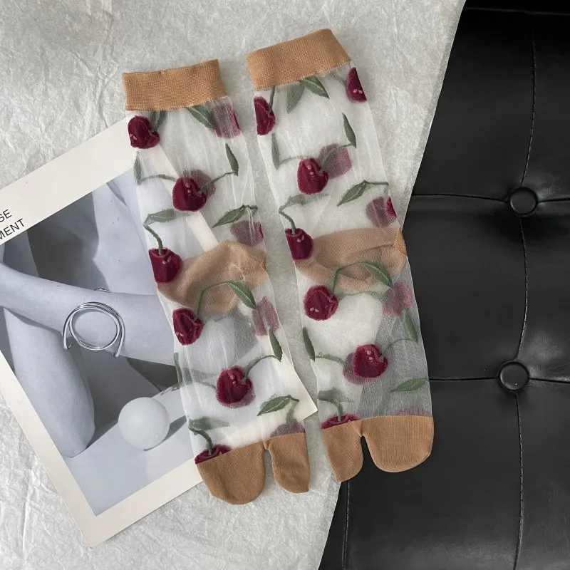 Chaussettes Japonaises Transparentes Cerises - Image 4