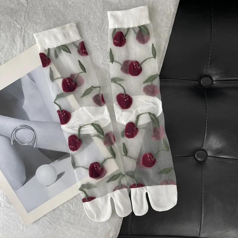 Chaussettes Japonaises Transparentes Cerises - Image 5