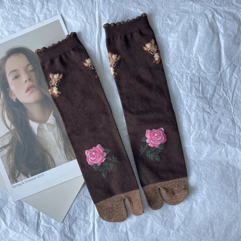 Chaussettes Tabi Motif Rose - Image 2
