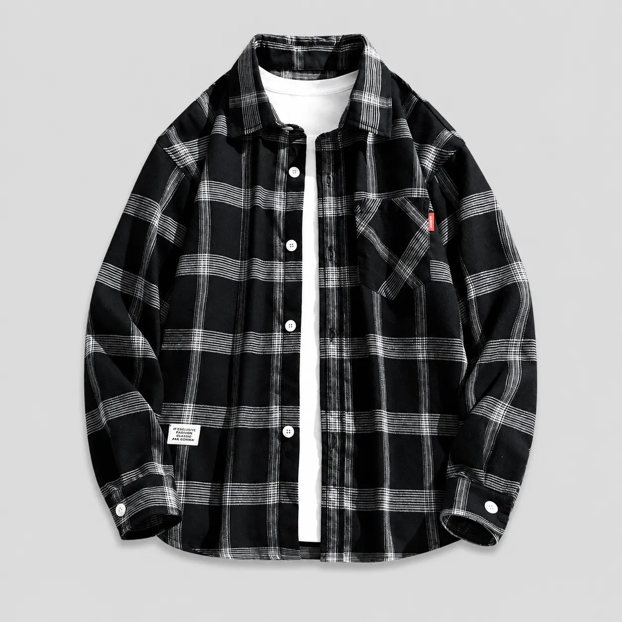 Chemise Japonaise Carreaux à Manches Longues