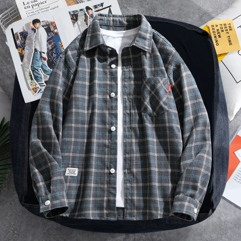 Chemise Japonaise Carreaux à Manches Longues - Image 5