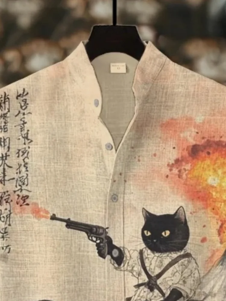 Chemise Japonaise Chat Rétro - Image 3