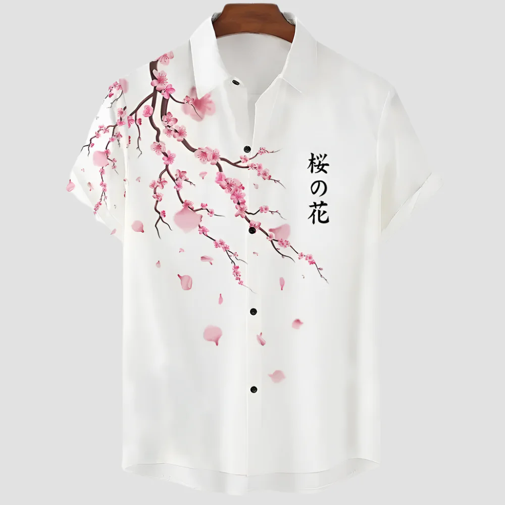 Chemise Japonaise Epurée Fleurs de Cerisiers