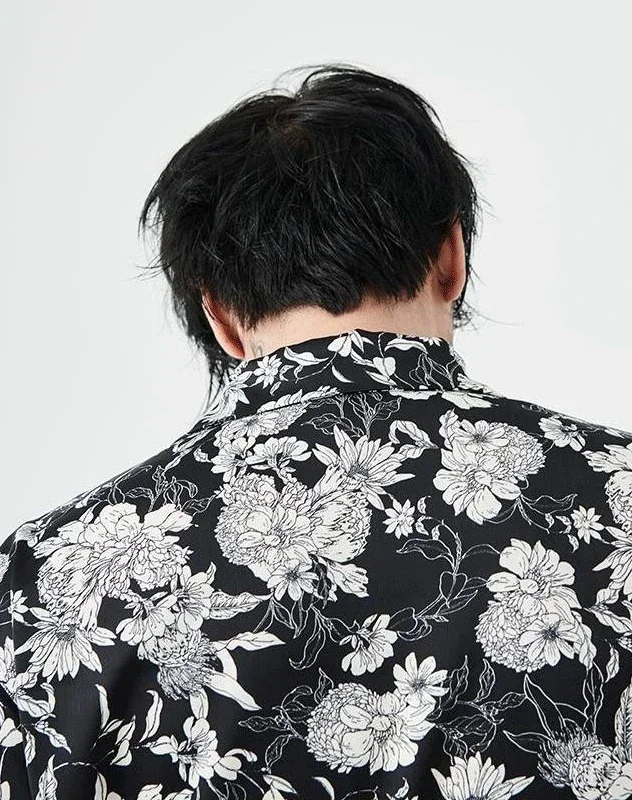 Chemise Japonaise Noire Fleurie - Image 4