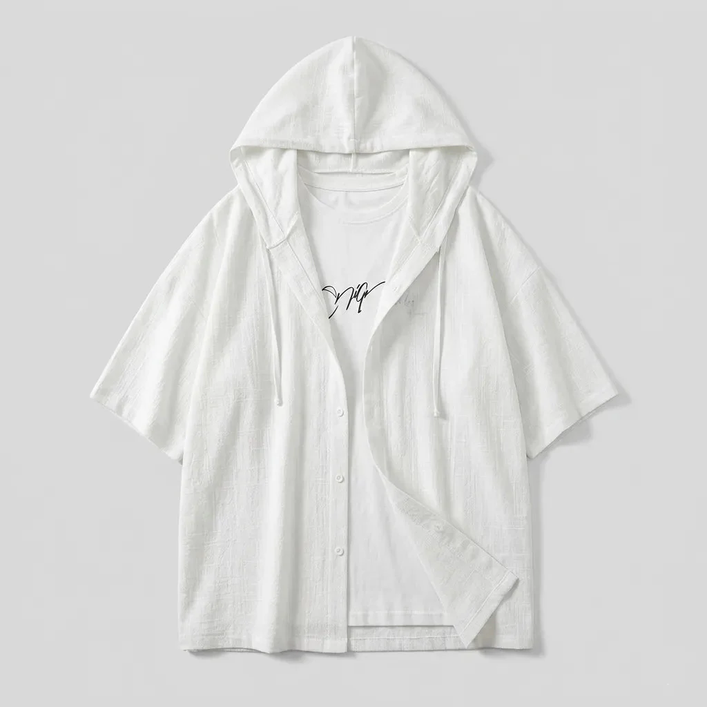 Chemise Japonaise Surdimensionnée à Capuche