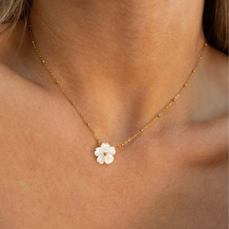 Collier fleur en acier japonais - Image 5