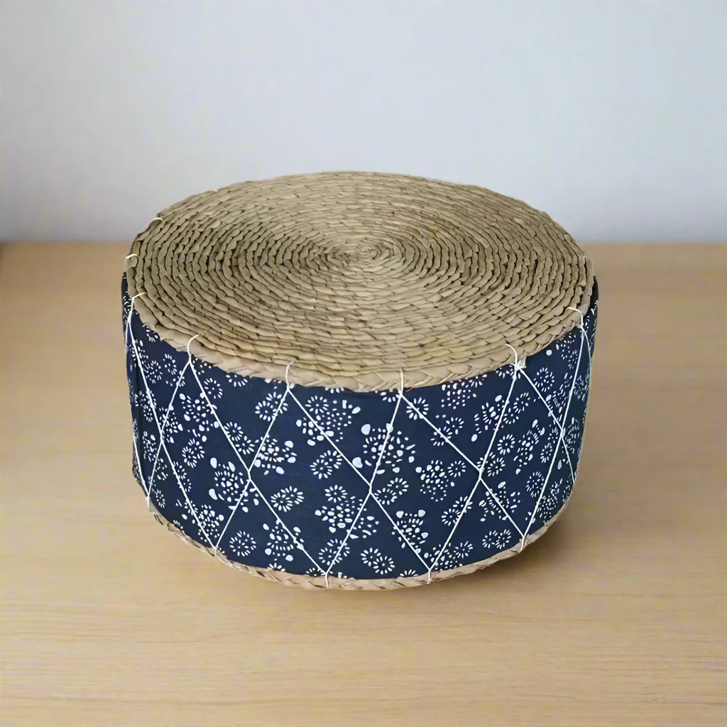 Coussin Japonais Fleuri Bleu